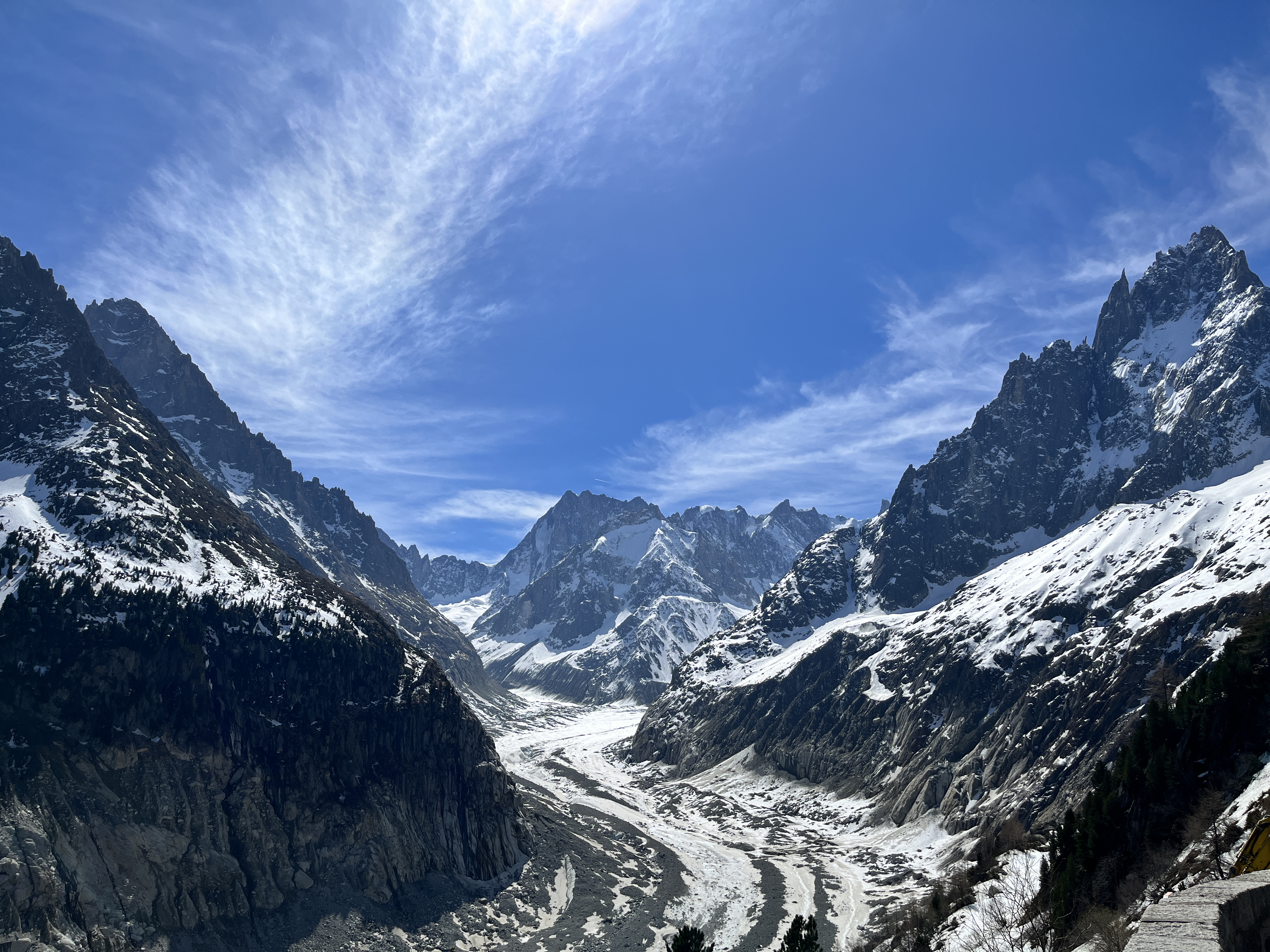 The Mer de Glace glacier in the Mont-Blanc-Massif.