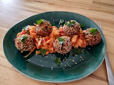 Curry Lentil Balls with Salad