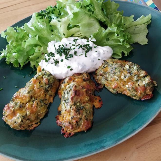 Courgette and cheese rolls from the tray