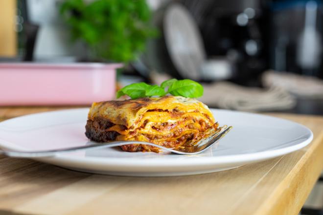 Plate with lasagna