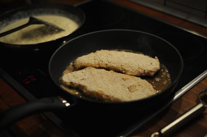 Schnitzel in the pan